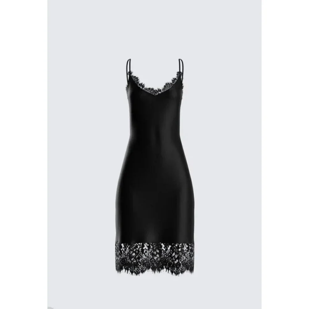 Black Lace Slip Dress by Finesse, Medium, Evening Cocktail, weighted